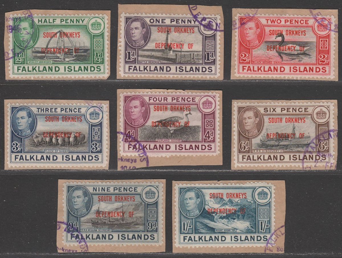 Falkland Islands Dependencies 1944 KGVI Sth Orkneys Overprint Set Used SG C1-8