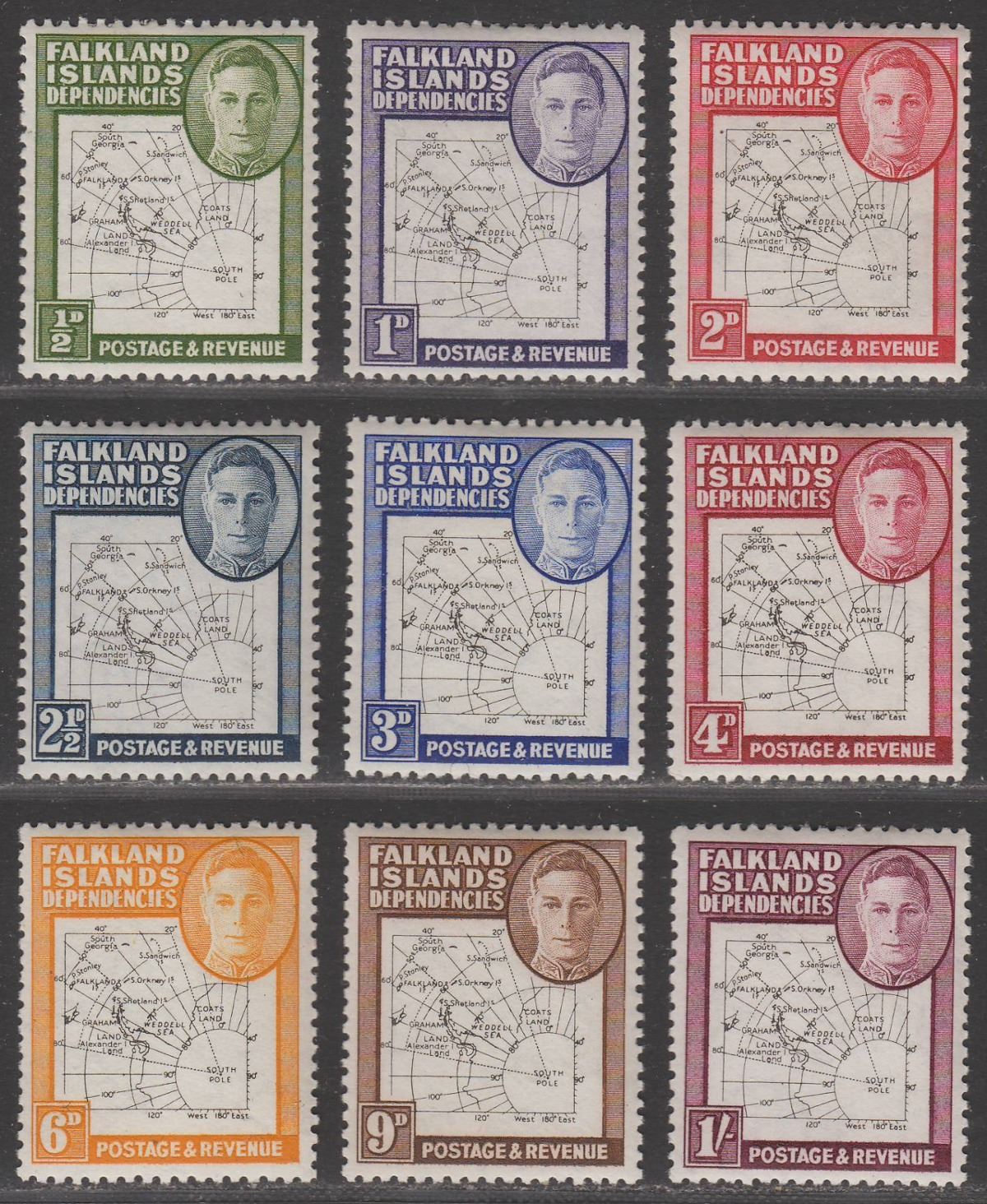 Falkland Islands Dependencies 1948 KGVI Thin Map Set Mint SG G9-G16 cat £100