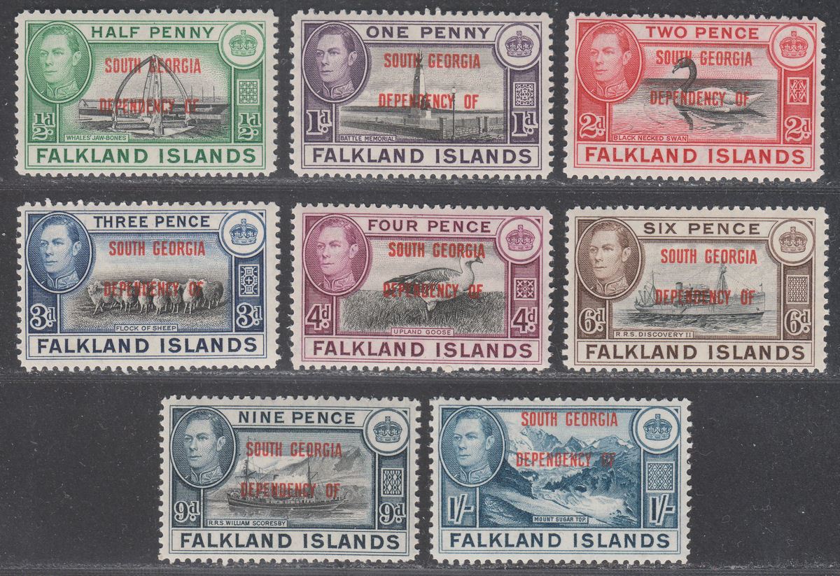 Falkland Islands Dependencies 1944 KGVI South Georgia Overprint Set Mint SG B1-8