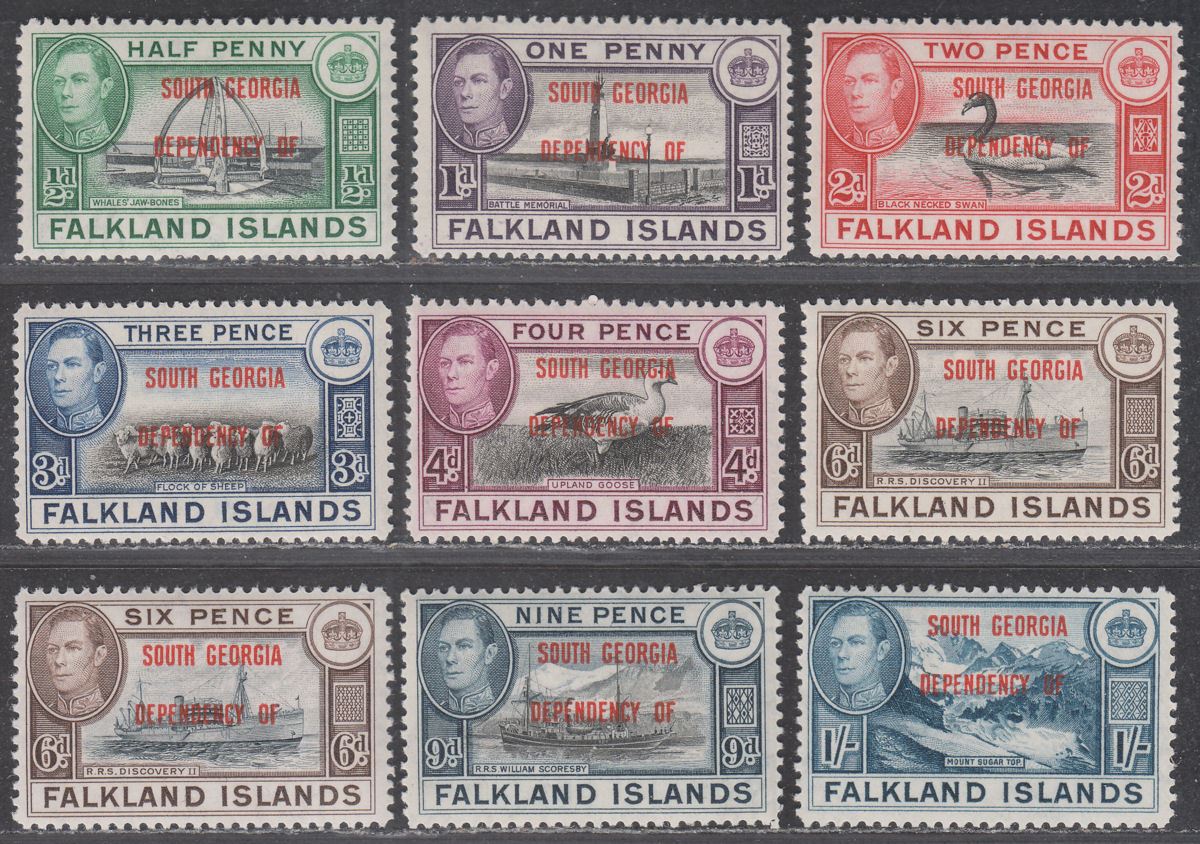 Falkland Islands Dependencies 1944 Sth Georgia Overprint 6d x2 Set Mint SG B1-8