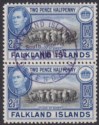 Click for more photos and details Falkland Islands 1946 KGVI 2½d Pair Used with SOUTH GEORGIA Postmark SG Z78