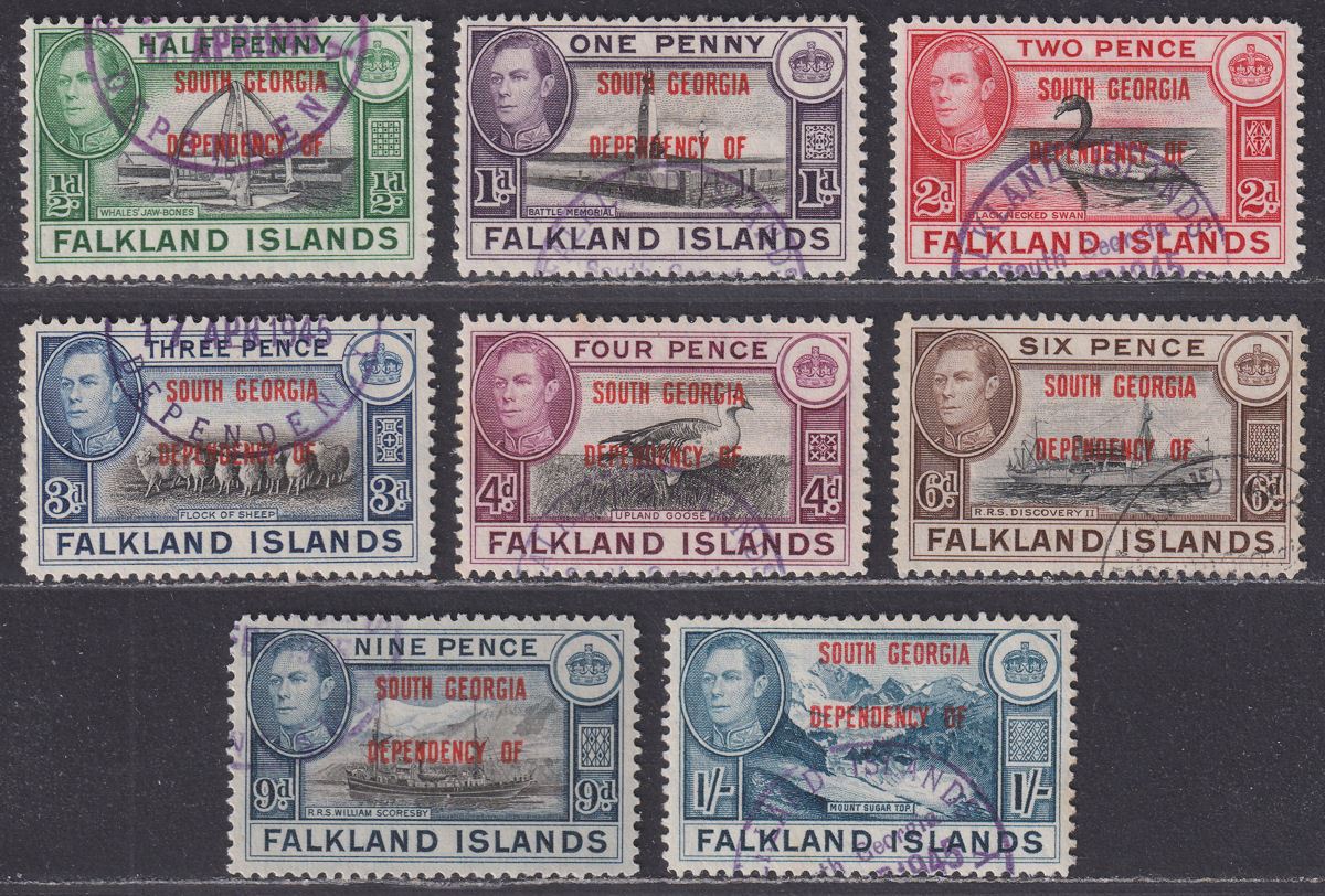 Falkland Islands Dependencies 1944 KGVI South Georgia Overprint Set Used SG B1-8