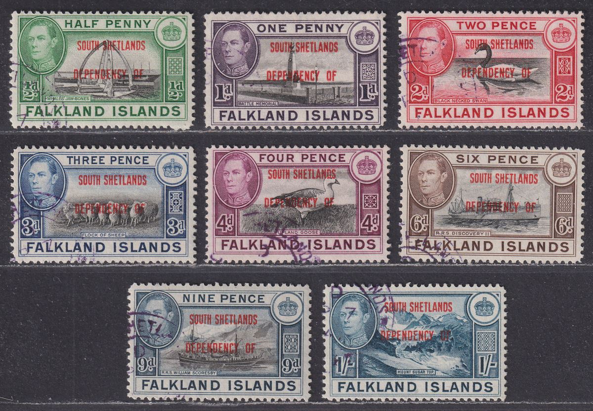 Falkland Islands Dependencies 1944 KGVI Sth Shetlands Overprint Set Used SG D1-8
