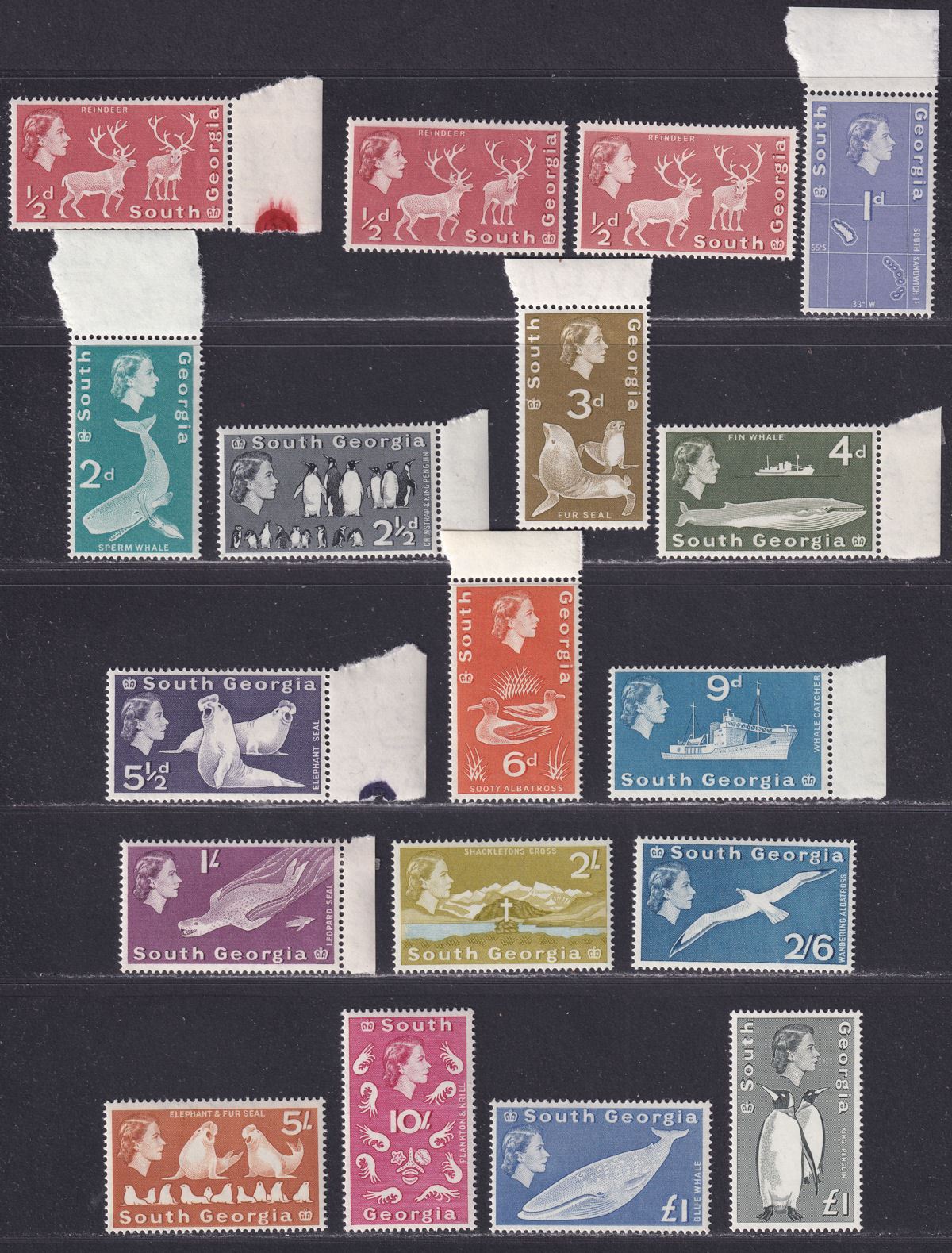 South Georgia 1963-69 Queen Elizabeth II Set Mint SG1-16 cat £200