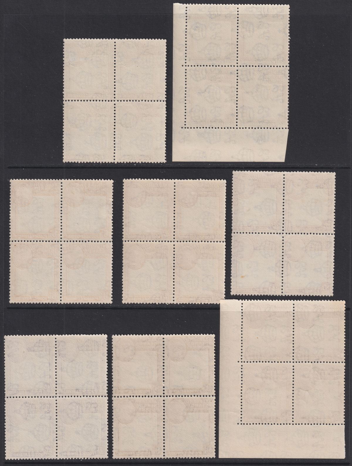 Falkland Islands Dependencies 1946 KGVI Thick Map Gap Block Set Mint SG G1-G8a