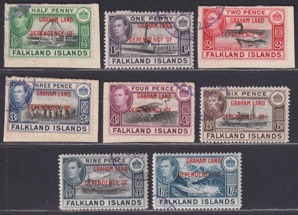Falkland Islands Dependencies 1944 KGVI Graham Land Overprint Set Used SG A1-A8