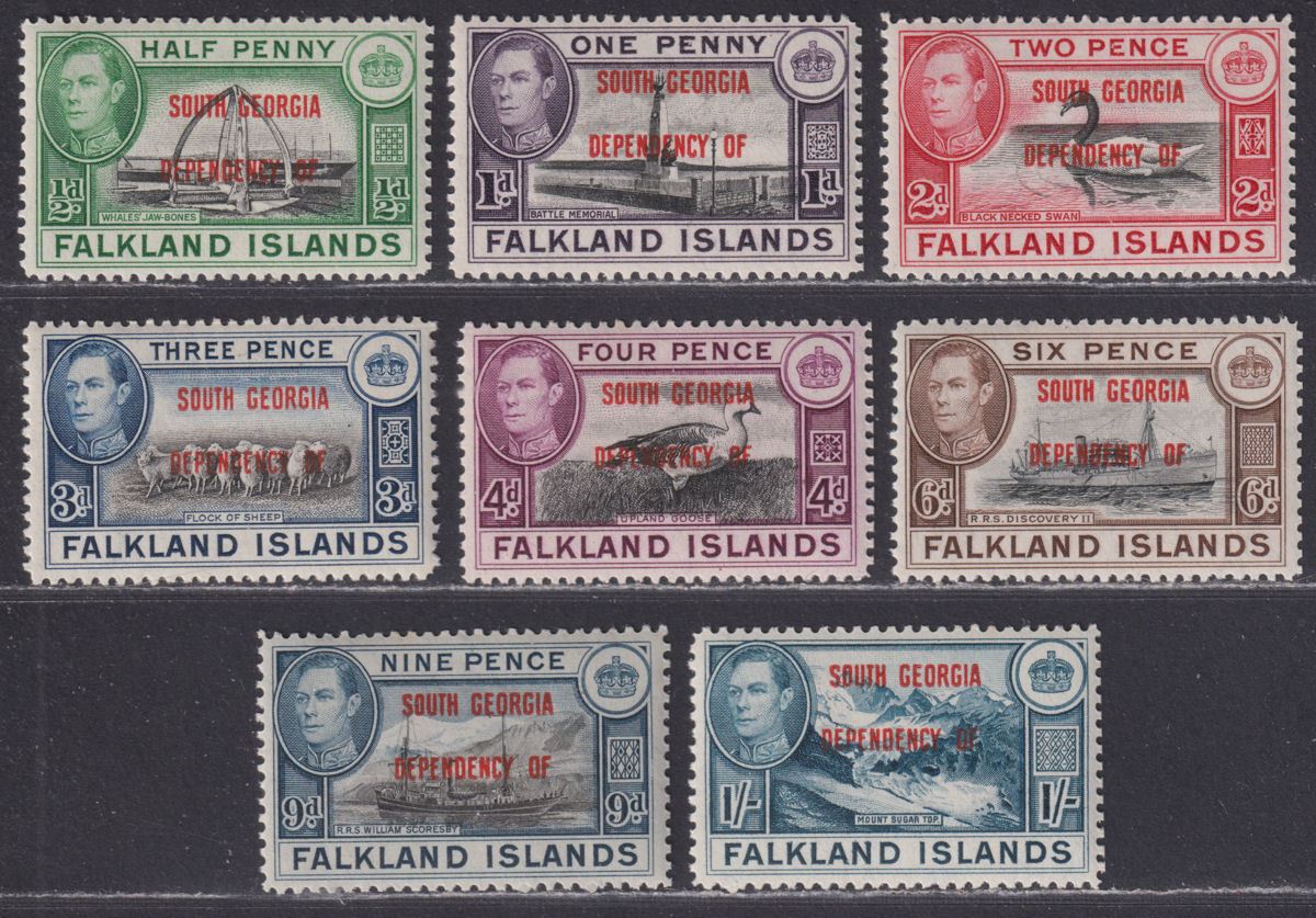 Falkland Islands Dependencies 1944 KGVI South Georgia Overprint Set Mint SG B1-8