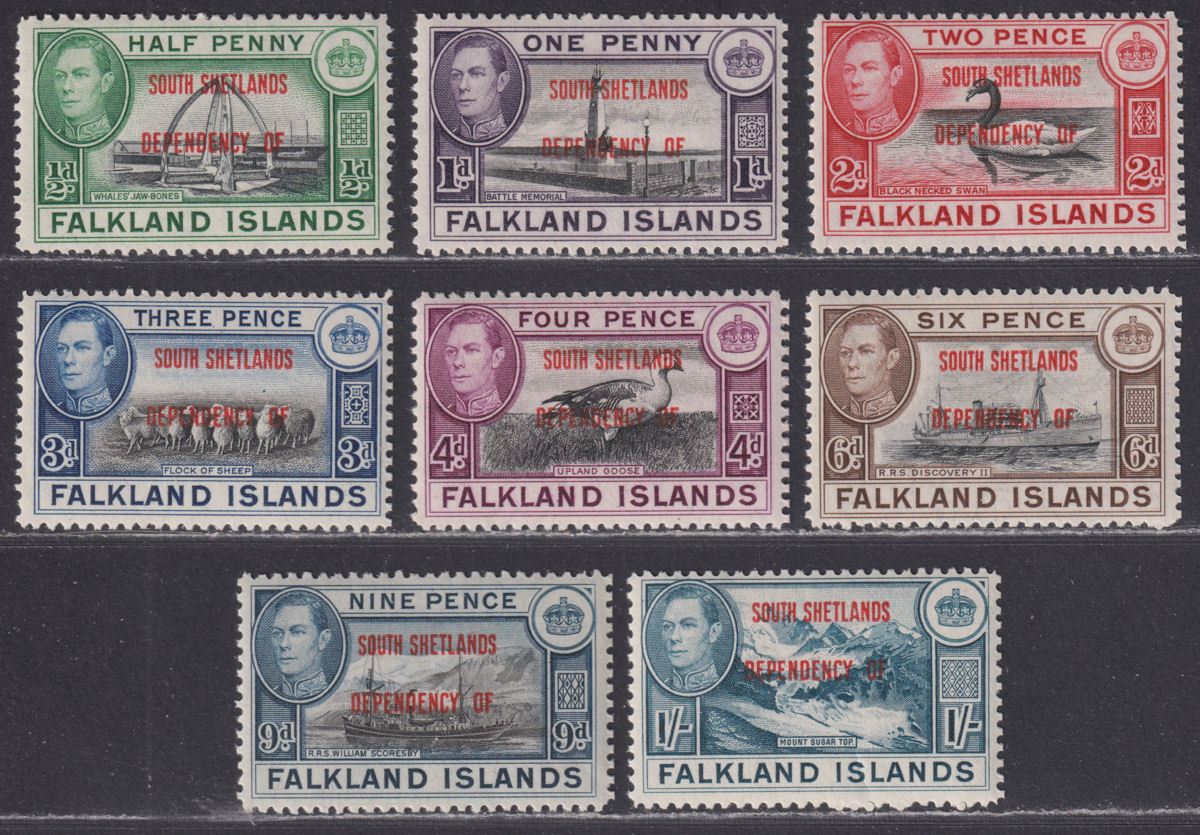 Falkland Islands Dependencies 1944 KGVI Sth Shetlands Overprint Set Mint SG D1-8