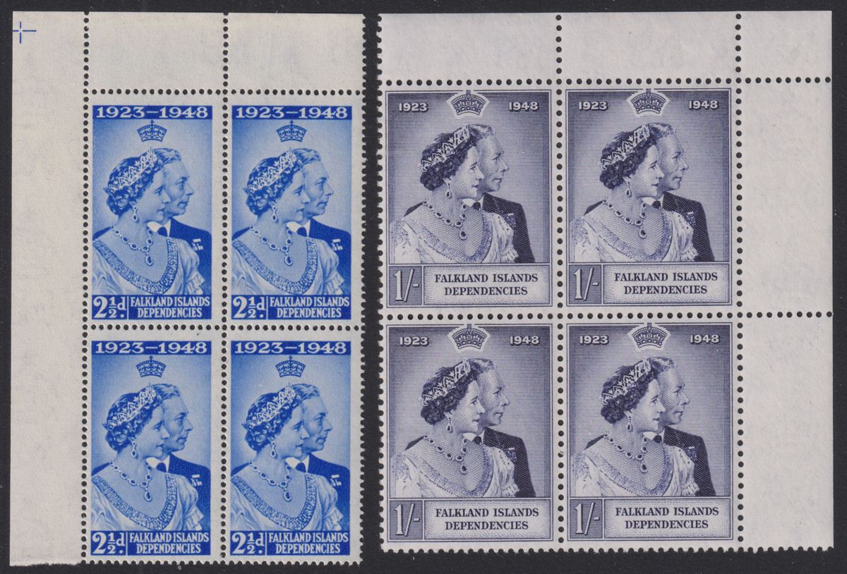 Falkland Islands Dependencies 1948 KGVI Royal Silver Wedding Blks Mint SG G19-20