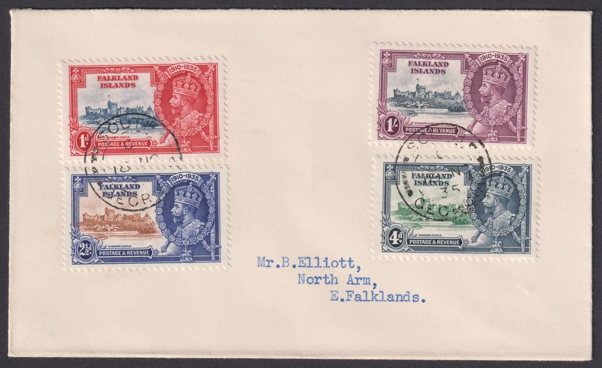 Falkland Islands 1935 KGV Silver Jubilee Set Used Cover SOUTH GEORGIA SG Z66-Z69