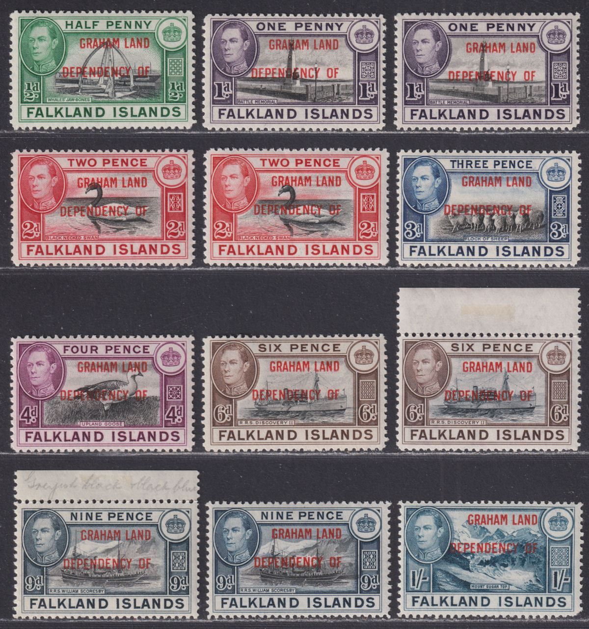 Falkland Islands Dependencies 1944 KGVI Graham Land Overprint Set Mint SG A1-A8