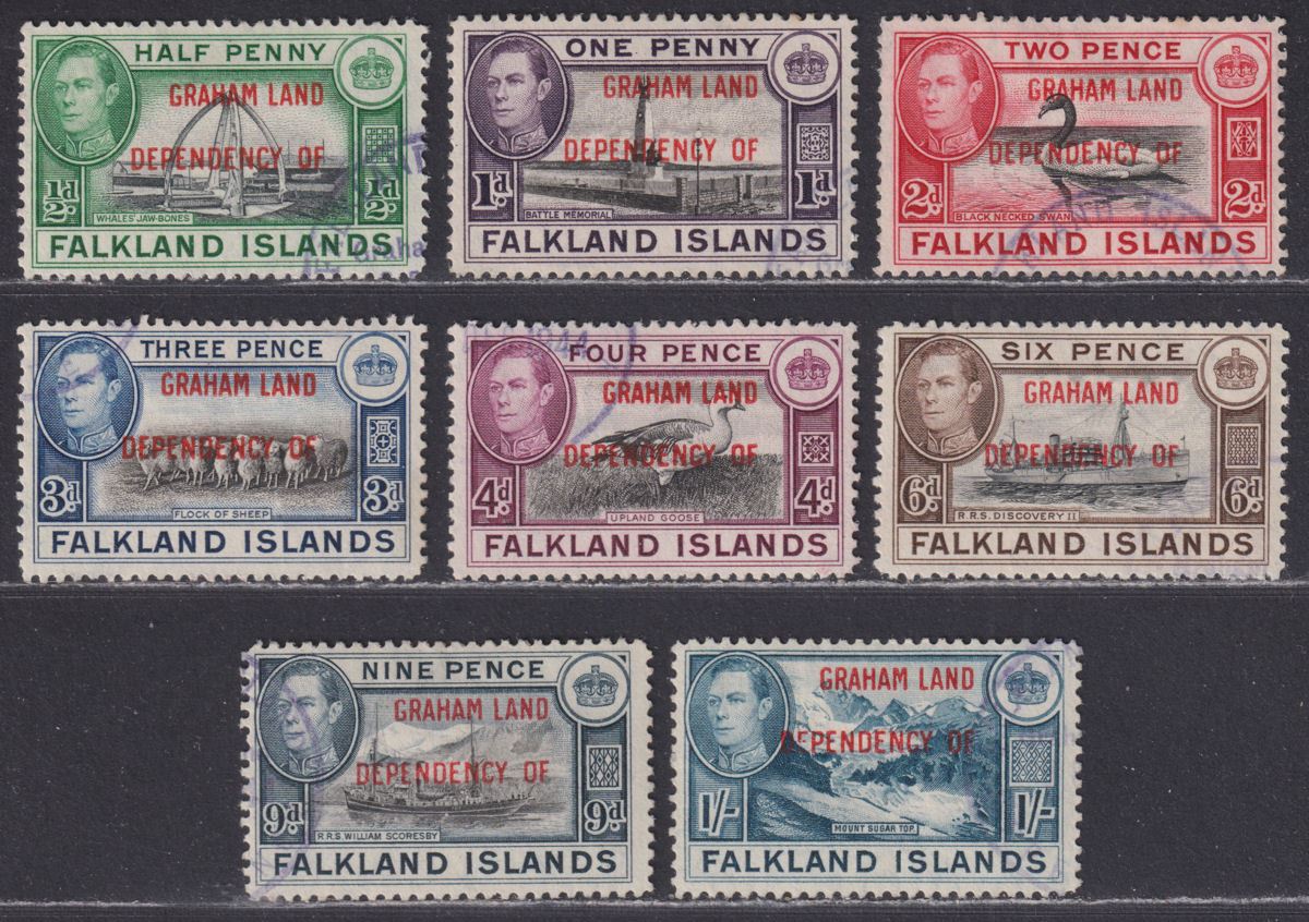 Falkland Islands Dependencies 1944 KGVI Graham Land Overprint Set Used SG A1-A8