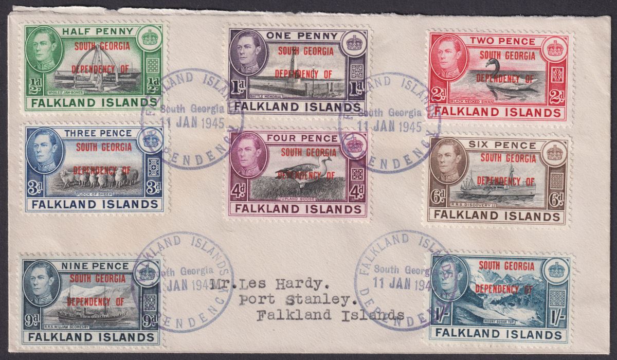 Falkland Islands Dependencies 1945 KGVI South Georgia Opt Set Used Cover SGB1-B8