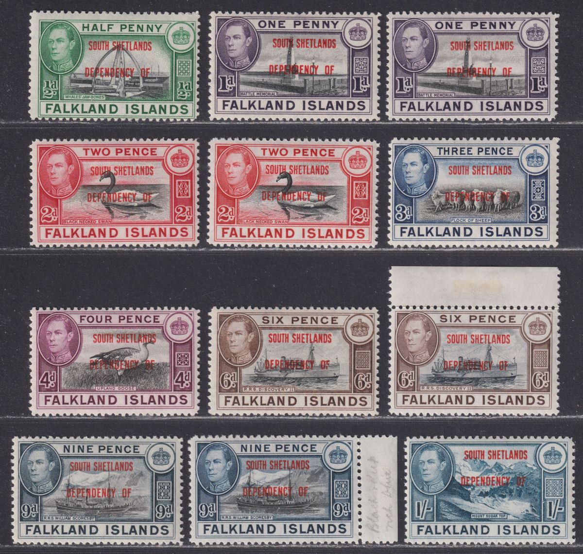 Falkland Islands Dependencies 1944 KGVI Sth Shetlands Overprint Set Mint SG D1-8