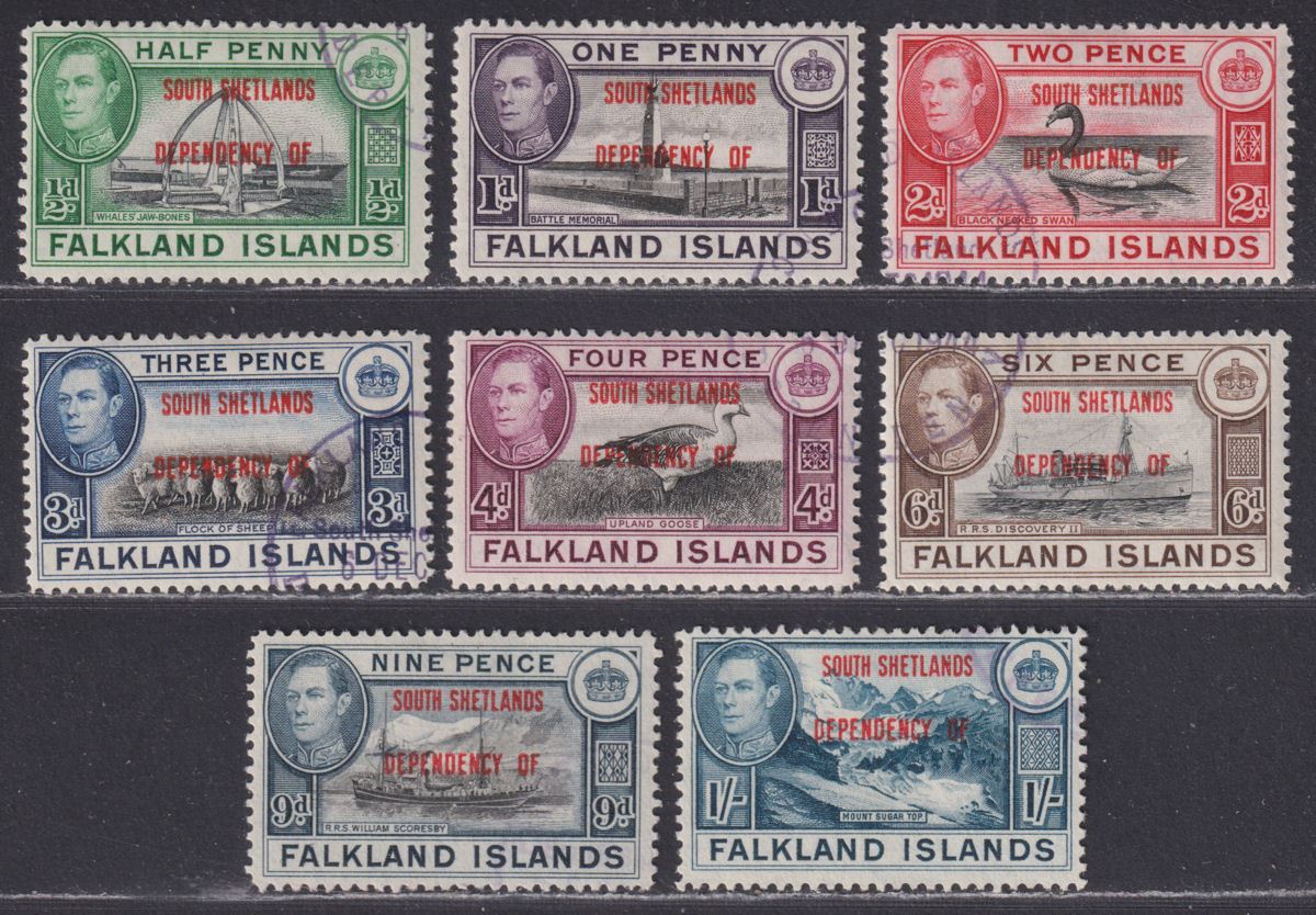 Falkland Islands Dependencies 1944 KGVI Sth Shetlands Overprint Set Used SG D1-8