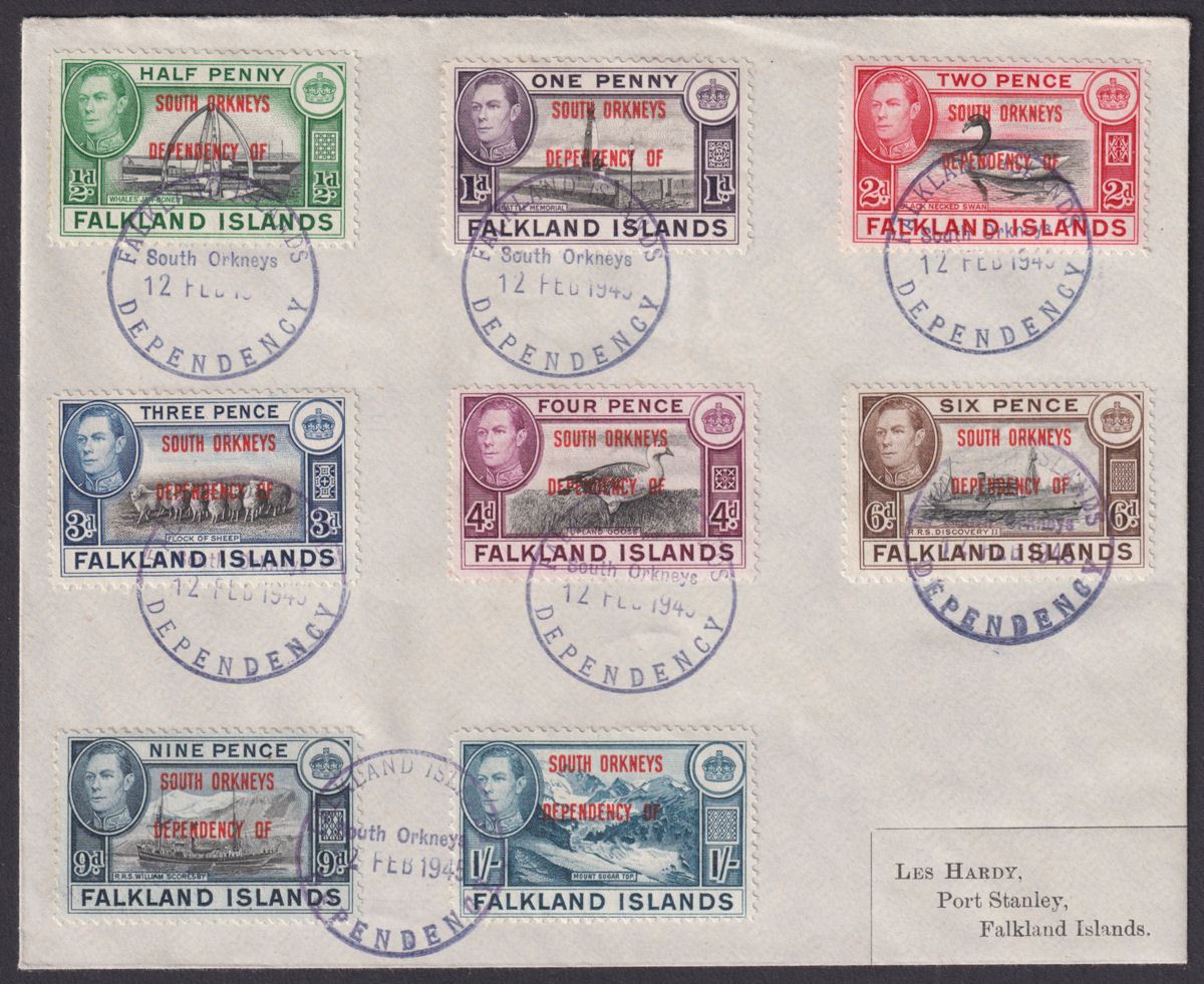 Falkland Islands Dependencies 1945 KGVI Sth Orkneys Opt Set Cover Used SG C1-8