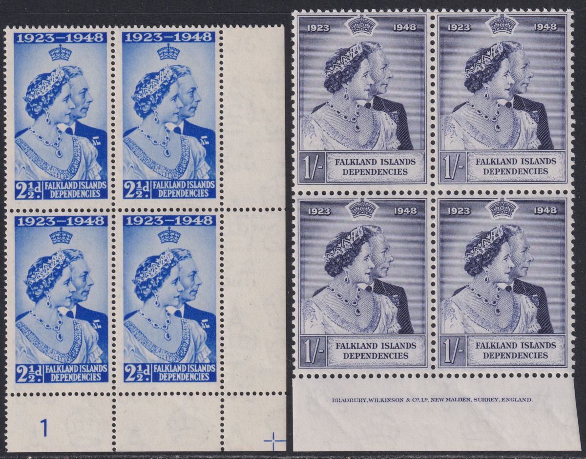 Falkland Islands Dependencies 1948 KGVI Royal Silver Wedding Blks Mint SG G19-20