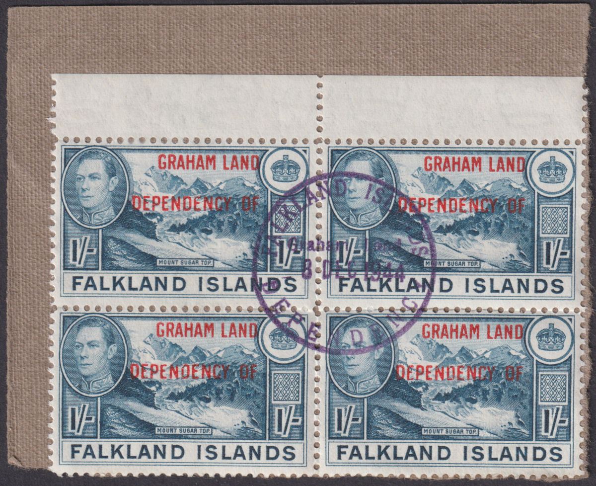 Falkland Islands Dependencies 1944 KGVI Graham Land Opt 1sh Blk Used Piece SG A8