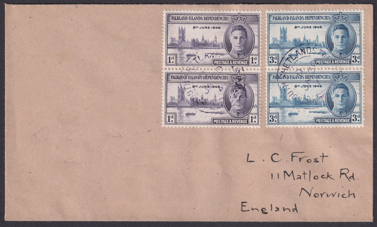 Falkland Islands Dependencies 1947 KGVI Victory First Day Cover STH SHETLANDS