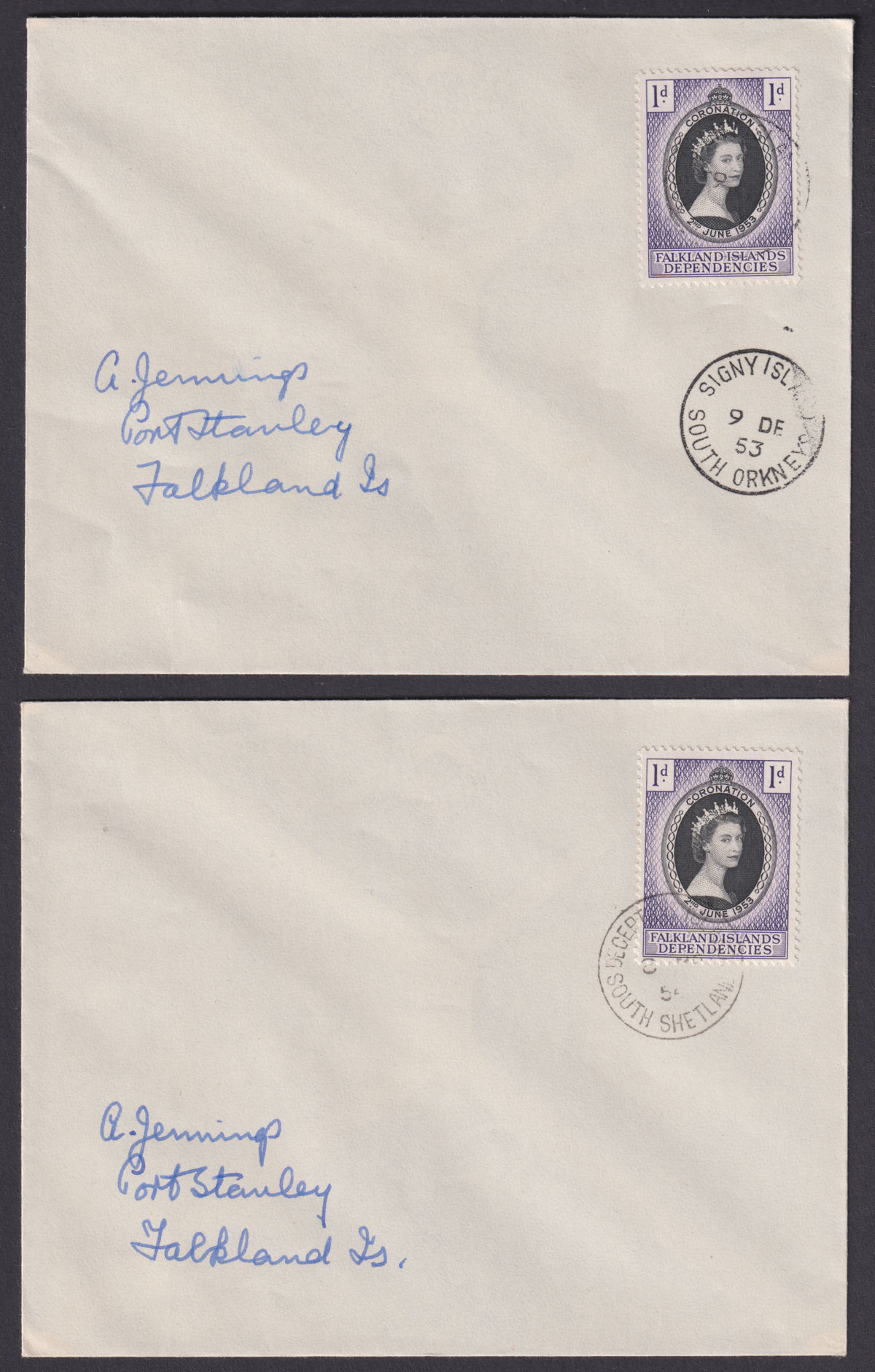 Falkland Islands Dependencies 1953 QEII Coronation Cover Selection inc First Day