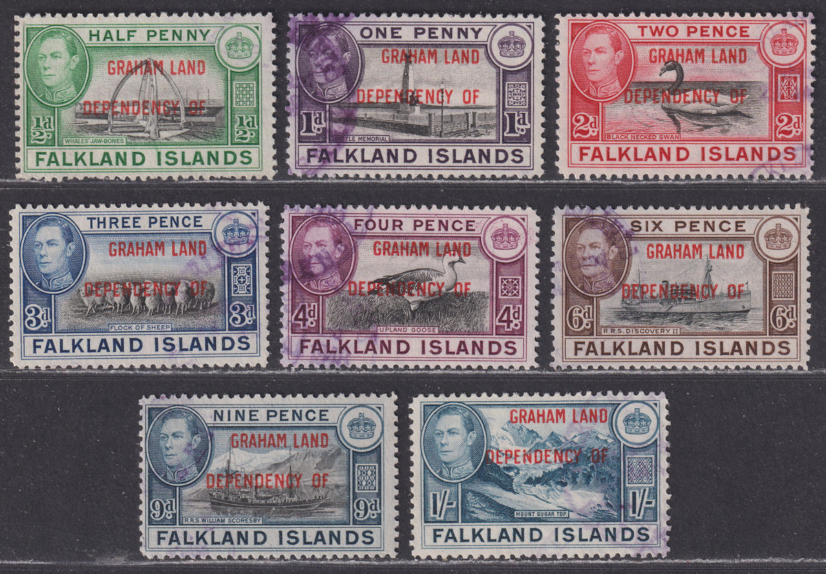 Falkland Islands Dependencies 1944 KGVI Graham Land Overprint Set Used SG A1-A8