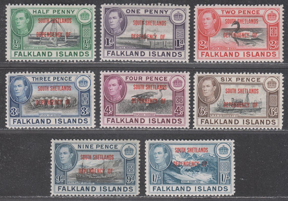 Falkland Islands Dependencies 1944 KGVI Sth Shetlands Overprint Set Mint SG D1-8