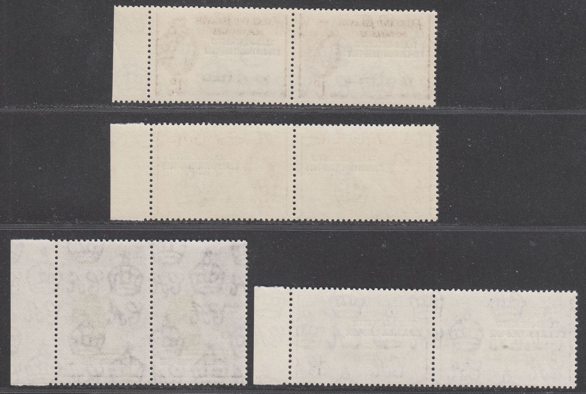 Falkland Islands Depend 1956 QEII Trans-Antarctic Overprint Pairs Set Mint