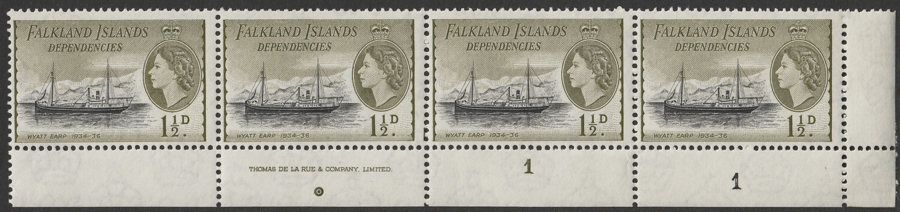 Falkland Islands Dependencies 1962 1½d De La Rue Imprint Strip Mint SG G28a