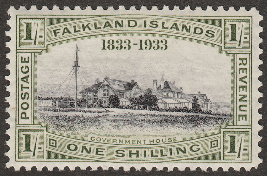 Falkland Islands 1933 KGV Centenary Government House 1sh Mint SG134