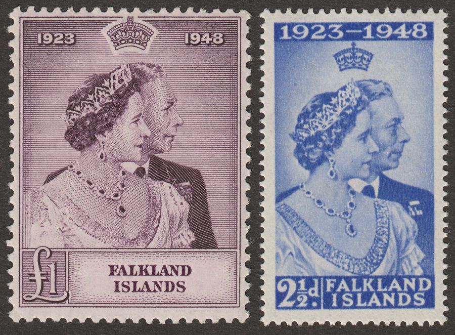 Falkland Islands 1948 KGVI Royal Silver Wedding Pair Mint SG166-167