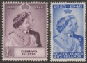 Click for more photos and details Falkland Islands 1948 KGVI Royal Silver Wedding Pair Mint SG166-167