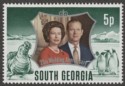 Click for more photos and details South Georgia 1972 QEII Silver Wedding 5p watermark Inverted Mint SG36w