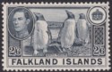 Click for more photos and details Falkland Islands 1944 KGVI Penguins 2sh6d Slate Mint SG160 cat £65