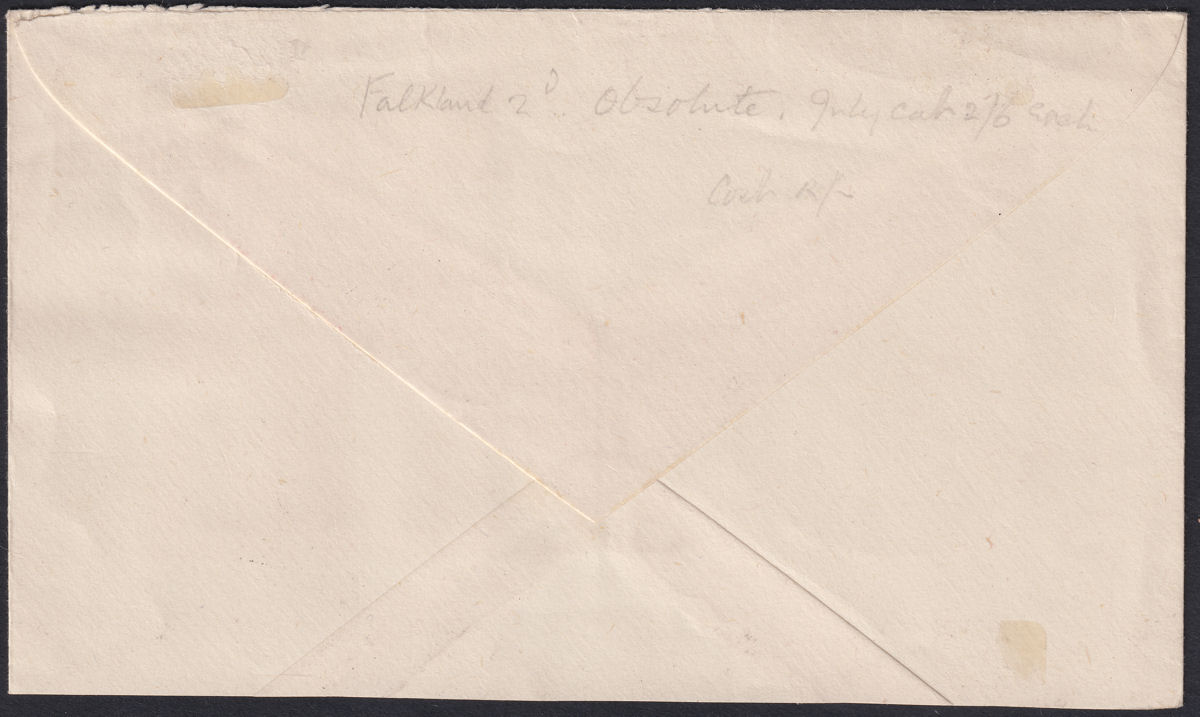 Falkland Islands 1946 KGVI 2d Pair Used on Registered Part Cover with Crown Mark