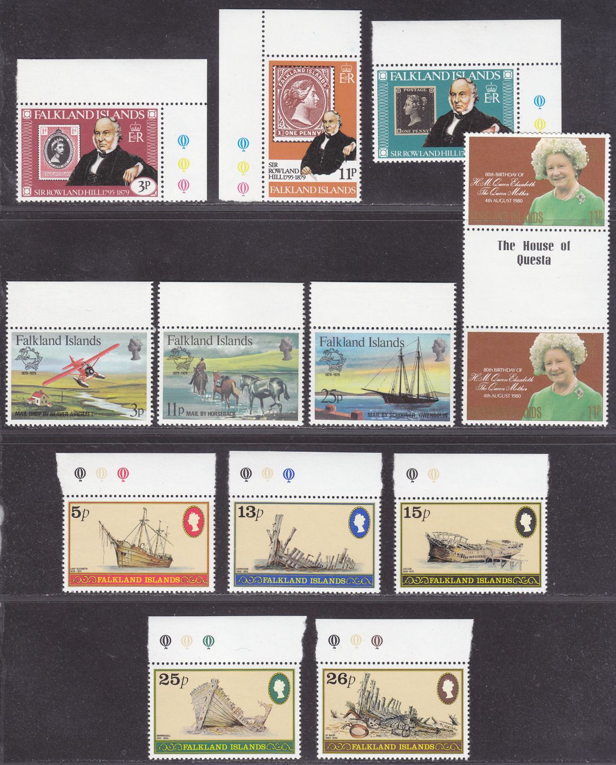 Falkland Islands 1974-82 QEII Mint Selection inc Pairs / Blocks / Min Sheet