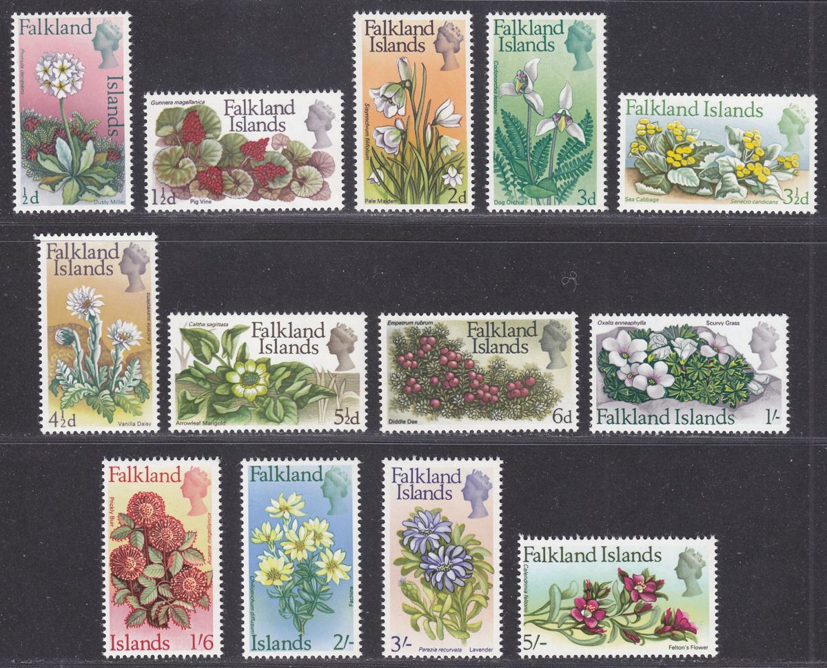 Falkland Islands 1968 QEII Flowers Set to 5sh Mint SG232-244 cat £55
