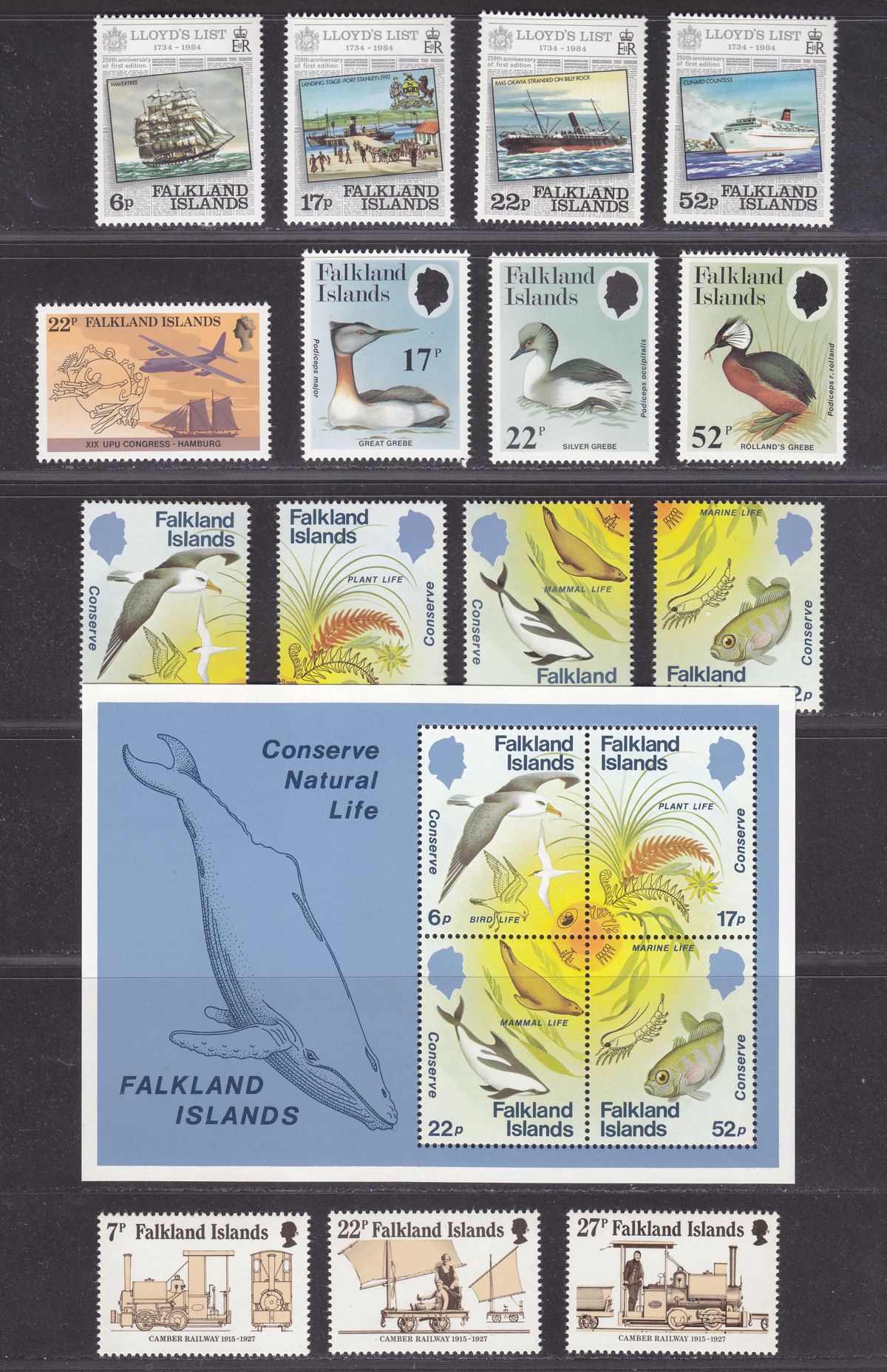 Falkland Islands 1983-85 QEII Selection Mint inc Conservation, Cartographers