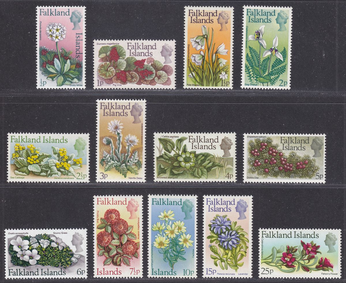 Falkland Islands 1972 QEII Flowers Decimal Set Mint SG276-295 mixed watermarks 