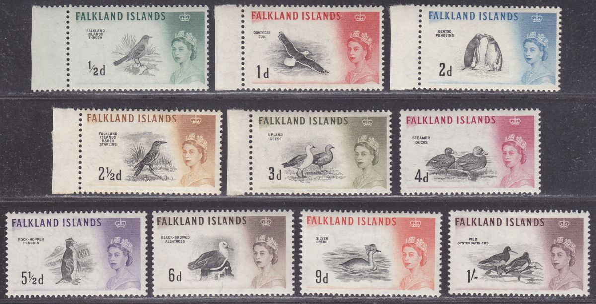 Falkland Islands 1960 QEII Birds Set to 1sh Mint SG193-202