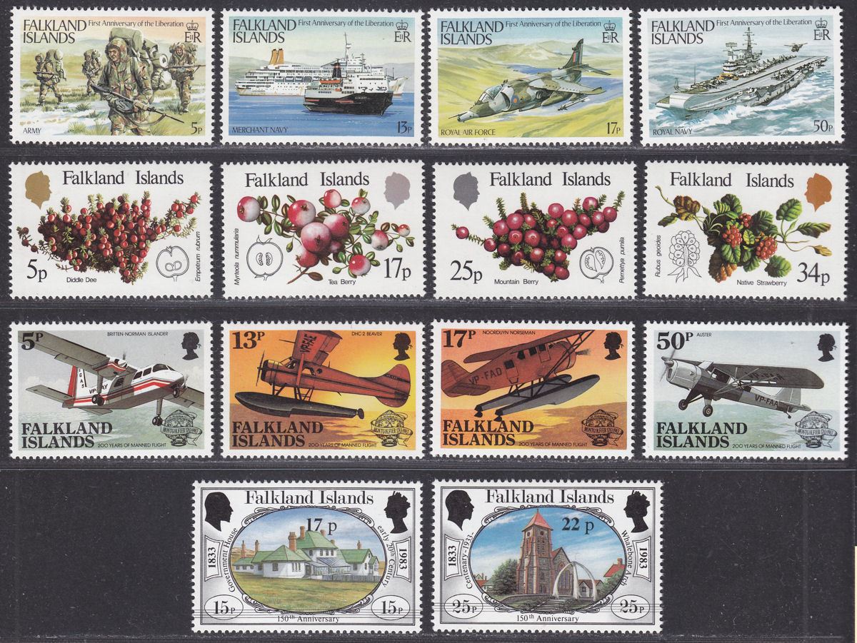 Falkland Islands 1983 QEII Selection Mint inc British Administration, Liberation
