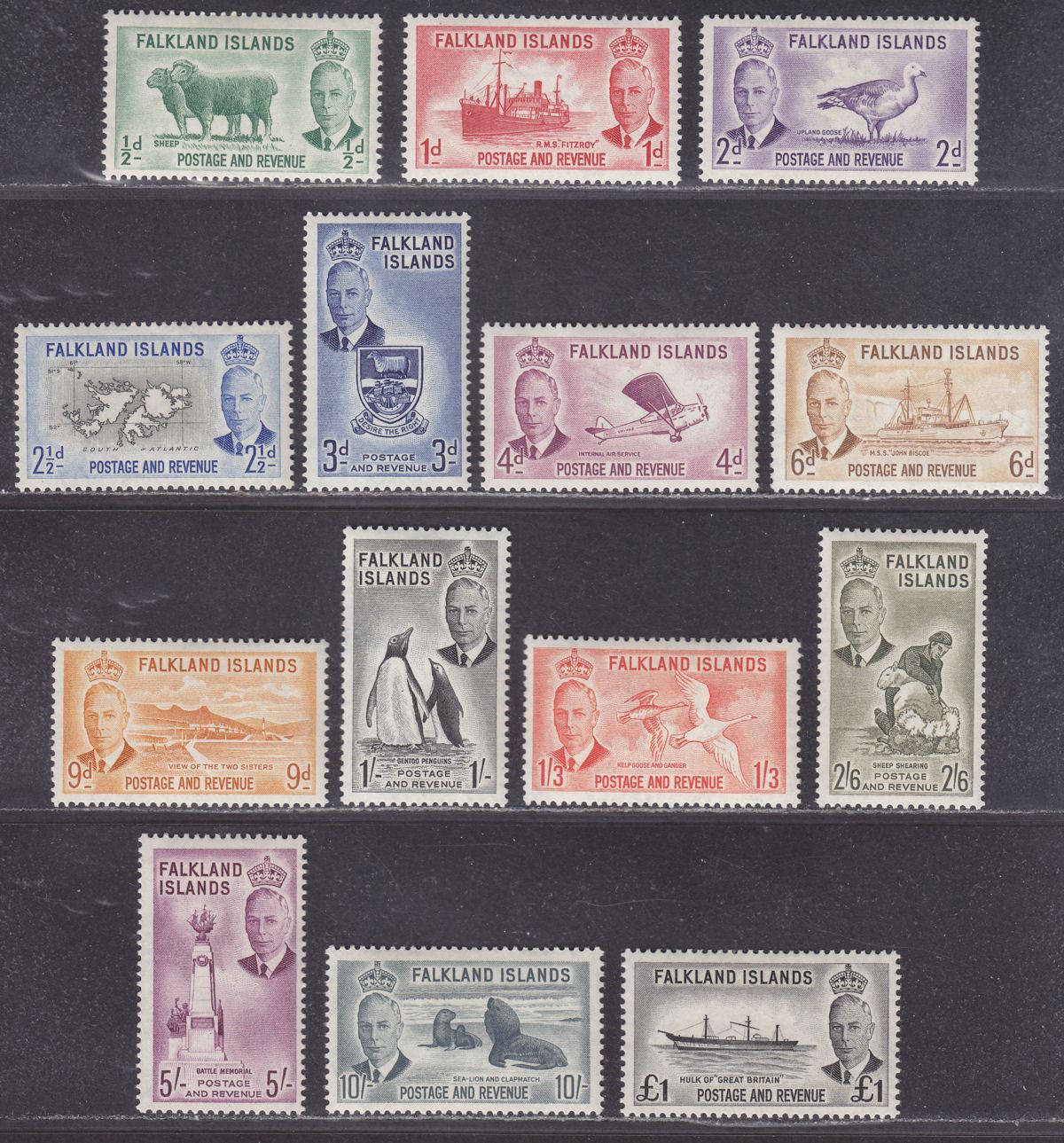 Falkland Islands 1952 King George VI Set Mint SG172-185 cat £180