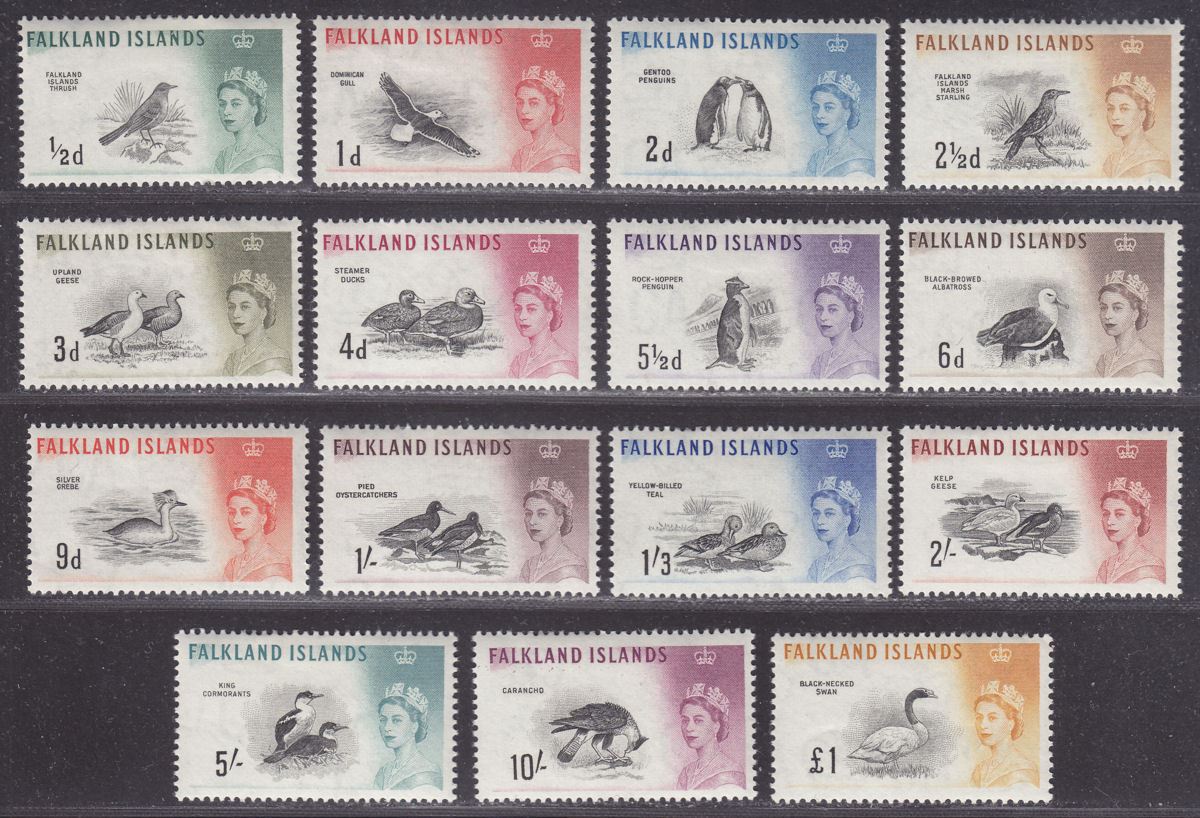 Falkland Islands 1960 QEII Birds Set Mint SG193-207 cat £170