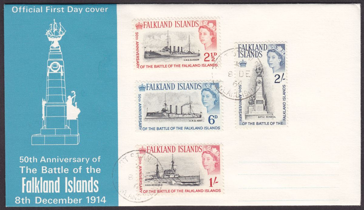 Falkland Islands 1964 QEII 50th Anniv of Battle Official First Day Cover