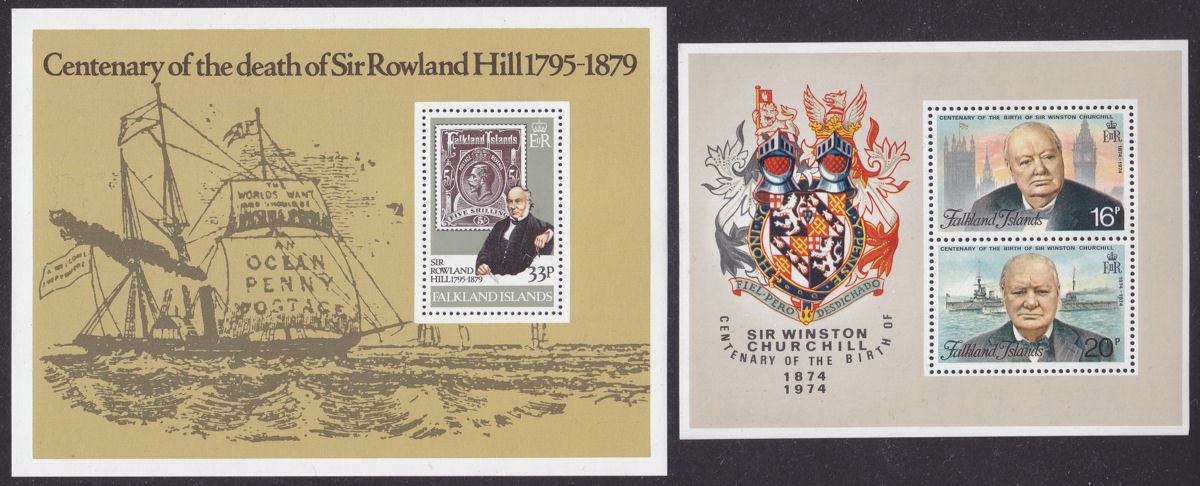 Falkland Islands 1974-83 QEII Miniature Sheets Mint Liberation Churchill R Hill