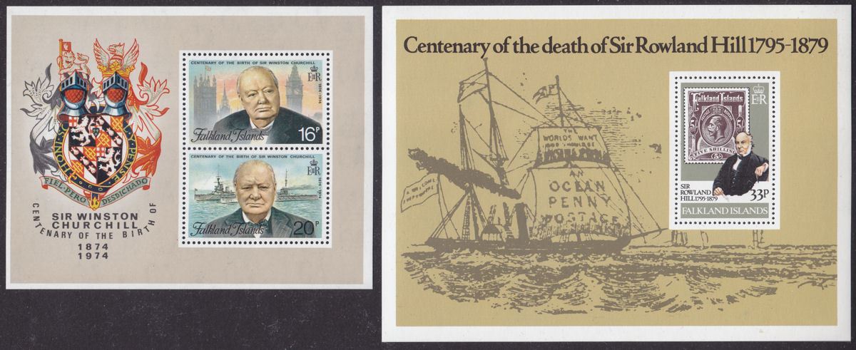 Falkland Islands 1974-83 QEII Miniature Sheets Mint Liberation Churchill R Hill