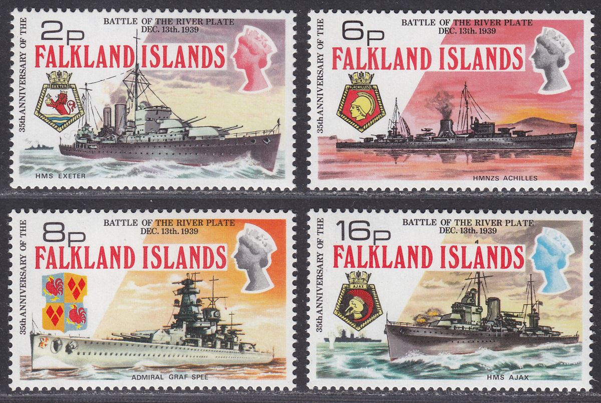 Falkland Islands 1974 QEII Battle of River Plate Set UM Mint SG307-310 cat £15