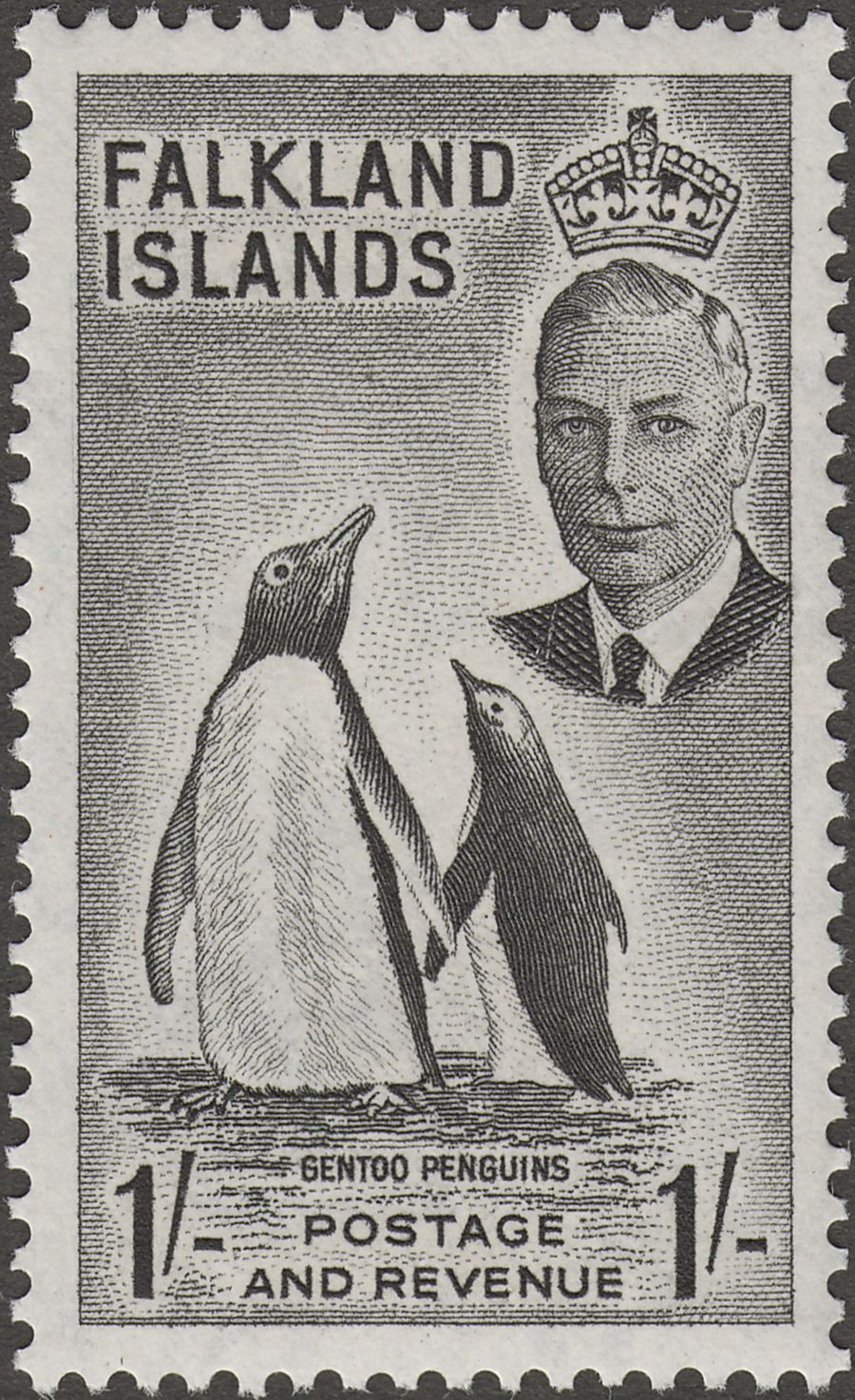 Falkland Islands 1952 KGVI Penguins 1sh Black Mint SG180