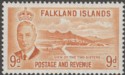 Click for more photos and details Falkland Islands 1952 KGVI Two Sisters 9d Orange-Yellow Mint SG179