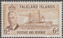 Click for more photos and details Falkland Islands 1952 KGVI John Biscoe 6d Bistre-Brown Mint SG178