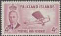 Click for more photos and details Falkland Islands 1952 KGVI Air Service 4d Reddish Purple Mint SG177